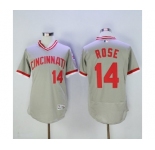 Men Cincinnati Reds #14 Pete Rose Majestic Grey Flexbase Authentic Cooperstown Player Jersey