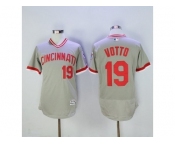 Men Cincinnati Reds #19 Joey Votto Majestic Grey Flexbase Authentic Cooperstown Player Jersey