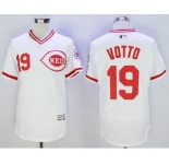 Men Cincinnati Reds #19 Joey Votto Majestic white Flexbase Authentic Cooperstown Player Jersey