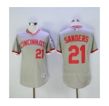 Men Cincinnati Reds #21 Sanders Majestic Grey Flexbase Authentic Cooperstown Player Jersey