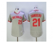 Men Cincinnati Reds #21 Sanders Majestic Grey Flexbase Authentic Cooperstown Player Jersey