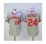 Men Cincinnati Reds #24 Tony Perez Majestic Grey Flexbase Authentic Cooperstown Player Jersey