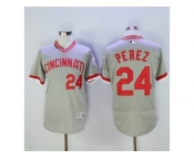 Men Cincinnati Reds #24 Tony Perez Majestic Grey Flexbase Authentic Cooperstown Player Jersey