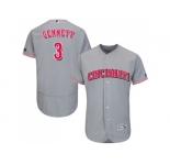 Men Cincinnati Reds #3 Scooter Gennett Grey Flexbase Authentic Collection Stitched MLB Jersey