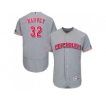 Men Cincinnati Reds #32 Matt Harvey Grey Flexbase Authentic Collection Stitched MLB Jersey