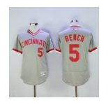 Men Cincinnati Reds #5 Johnny Bench Majestic Grey Flexbase Authentic Cooperstown Player Jersey
