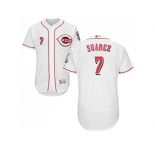 Men Cincinnati Reds #7 Eugenio Suarez White Flexbase Authentic Collection Stitched MLB Jersey