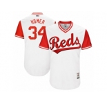 Men's 2017 Little League World Series Reds Homer Bailey #34 Homer White Jersey