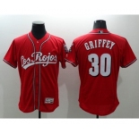 Men's Cincinnati Reds #30 Ken Griffey Jr Los Rojos Majestic Red Flexbase Authentic Collection Team Jersey