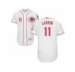 Men's Majestic Cincinnati Reds #11 Barry Larkin White Flexbase Authentic Collection MLB Jersey