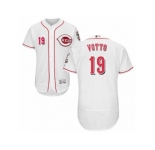 Men's Majestic Cincinnati Reds #19 Joey Votto White Flexbase Authentic Collection MLB Jersey