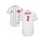 Men's Majestic Cincinnati Reds #2 Zack Cozart White Flexbase Authentic Collection MLB Jersey