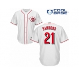 Men's Majestic Cincinnati Reds #21 Reggie Sanders Replica White Home Cool Base MLB Jersey