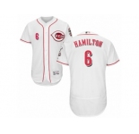 Men's Majestic Cincinnati Reds #6 Billy Hamilton White Flexbase Authentic Collection MLB Jersey