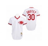 Men's Mitchell and Ness Cincinnati Reds #30 Ken Griffey Replica White Throwback MLB Jersey