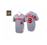 Men's Mitchell and Ness Cincinnati Reds #8 Joe Morgan Replica Grey Throwback MLB Jersey