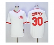Mitchell And Ness Cincinnati Reds #30 Ken Griffey White Throwback Stitched Baseball Jersey