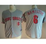 mlb jerseys cincinnati reds #6 hamilton grey