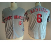 mlb jerseys cincinnati reds #6 hamilton grey