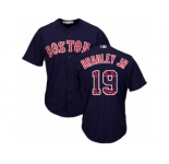 Boston Red Sox #19 Jackie Bradley Jr Authentic Navy Blue Team Logo Fashion Cool Base MLB Jersey