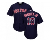 Boston Red Sox #19 Jackie Bradley Jr Authentic Navy Blue Team Logo Fashion Cool Base MLB Jersey