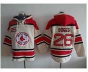 Boston Red Sox #26 Wade Boggs Cream Sawyer Hooded Sweatshirt MLB Hoodie