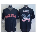 Boston Red Sox #34 David Ortiz Navy Blue USA Flag Fashion Stitched Baseball Jersey