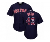 Boston Red Sox #43 Addison Reed Authentic Navy Blue Team Logo Fashion Cool Base MLB Jersey