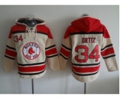 MLB Boston Red Sox #34 David Ortiz Cream Hooded Sweatshirt Jersey
