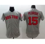 Men Boston Red Sox #15 Dustin Pedroia Majestic grey Flexbase Authentic Collection Player Jersey