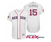 Men Boston Red Sox #15 Dustin Pedroia White Stars & Stripes 2016 Independence Day Flex Base Jersey