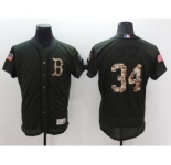 Men Boston Red Sox #34 David Ortiz Majestic Green Salute to Service Flexbase Authentic Collection Jersey