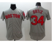 Men Boston Red Sox #34 David Ortiz Majestic grey Flexbase Authentic Collection Player Jersey