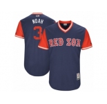 Men's 2017 Little League World Series Red Sox Sandy Leon #3 Noah Navy Jersey