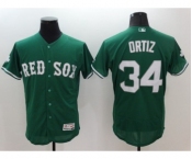 Men's Boston Red Sox #34 David Ortiz Majestic Green Celtic Flexbase Authentic Collection Player Jersey