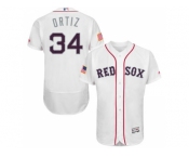 Men's Boston Red Sox #34 David Ortiz White Stitched 2016 Fashion Stars & Stripes Flex Base Baseball Jersey