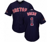 Men's Majestic Boston Red Sox #1 Bobby Doerr Authentic Navy Blue Team Logo Fashion Cool Base 2018 World Series Champions MLB Jersey