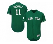 Men's Majestic Boston Red Sox #11 Clay Buchholz Green Celtic Flexbase Authentic Collection MLB Jersey
