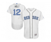 Men's Majestic Boston Red Sox #12 Brock Holt Authentic White 2016 Father's Day Fashion Flex Base MLB Jersey