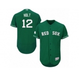Men's Majestic Boston Red Sox #12 Brock Holt Green Celtic Flexbase Authentic Collection MLB Jersey