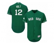 Men's Majestic Boston Red Sox #12 Brock Holt Green Celtic Flexbase Authentic Collection MLB Jersey