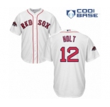 Men's Majestic Boston Red Sox #12 Brock Holt Replica White Home Cool Base 2018 World Series Champions MLB Jersey