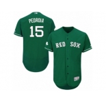 Men's Majestic Boston Red Sox #15 Dustin Pedroia Green Celtic Flexbase Authentic Collection MLB Jersey