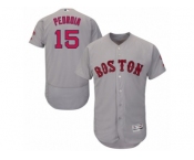 Men's Majestic Boston Red Sox #15 Dustin Pedroia Grey Flexbase Authentic Collection MLB Jersey