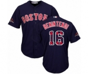 Men's Majestic Boston Red Sox #16 Andrew Benintendi Authentic Navy Blue Team Logo Fashion Cool Base 2018 World Series Champions MLB Jersey