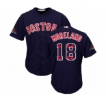 Men's Majestic Boston Red Sox #18 Mitch Moreland Authentic Navy Blue Team Logo Fashion Cool Base 2018 World Series Champions MLB Jersey