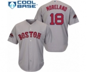 Men's Majestic Boston Red Sox #18 Mitch Moreland Replica Grey Road Cool Base 2018 World Series Champions MLB Jersey