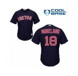 Men's Majestic Boston Red Sox #18 Mitch Moreland Replica Navy Blue Alternate Road Cool Base MLB Jersey