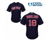 Men's Majestic Boston Red Sox #18 Mitch Moreland Replica Navy Blue Alternate Road Cool Base MLB Jersey