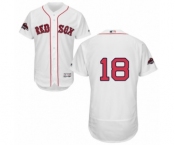 Men's Majestic Boston Red Sox #18 Mitch Moreland White Home Flex Base Authentic Collection 2018 World Series Champions MLB Jersey